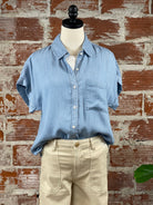 Jess Classic Denim Top-112 - Woven Top S/S (Jan - June)-Little Bird Boutique