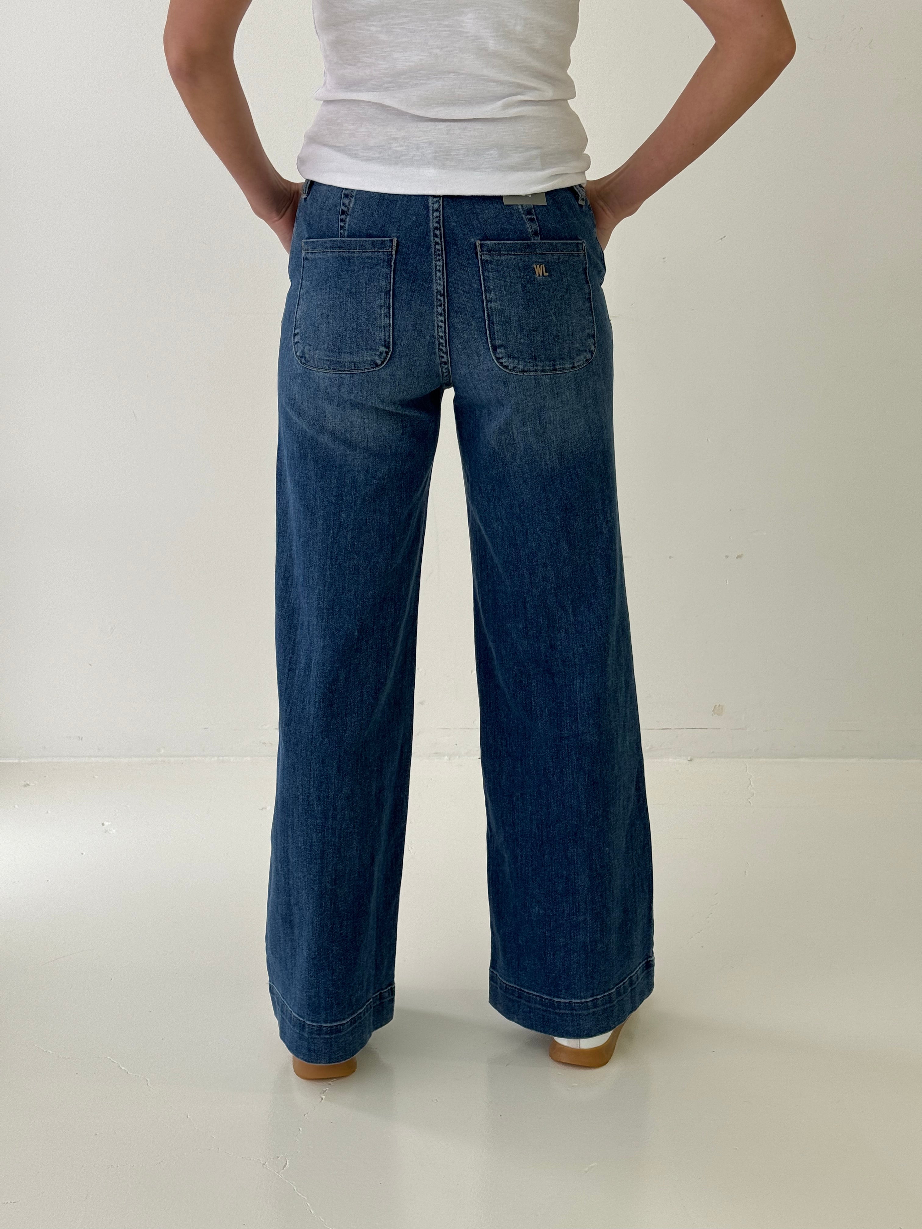 Wash Lab Daily Wide Leg Jeans in Washed Blue-210 Denim-Little Bird Boutique