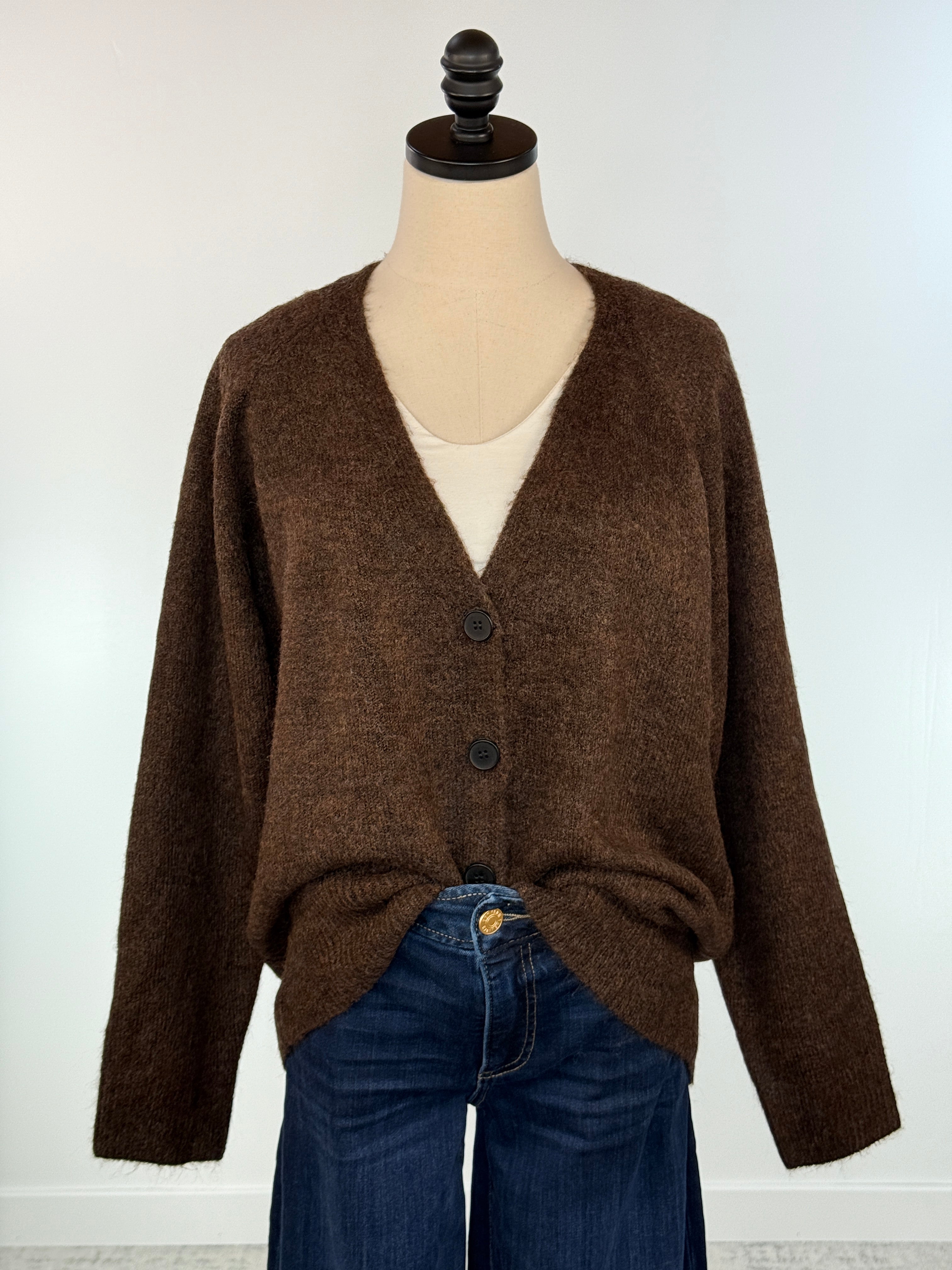 Sunday Stroll Cardigan in Chocolate-131 - Sweaters F/W (June - Nov)-Little Bird Boutique