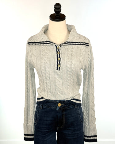 Nantucket Knit Polo in Gray-131 - Sweaters F/W (June - Nov)-Little Bird Boutique