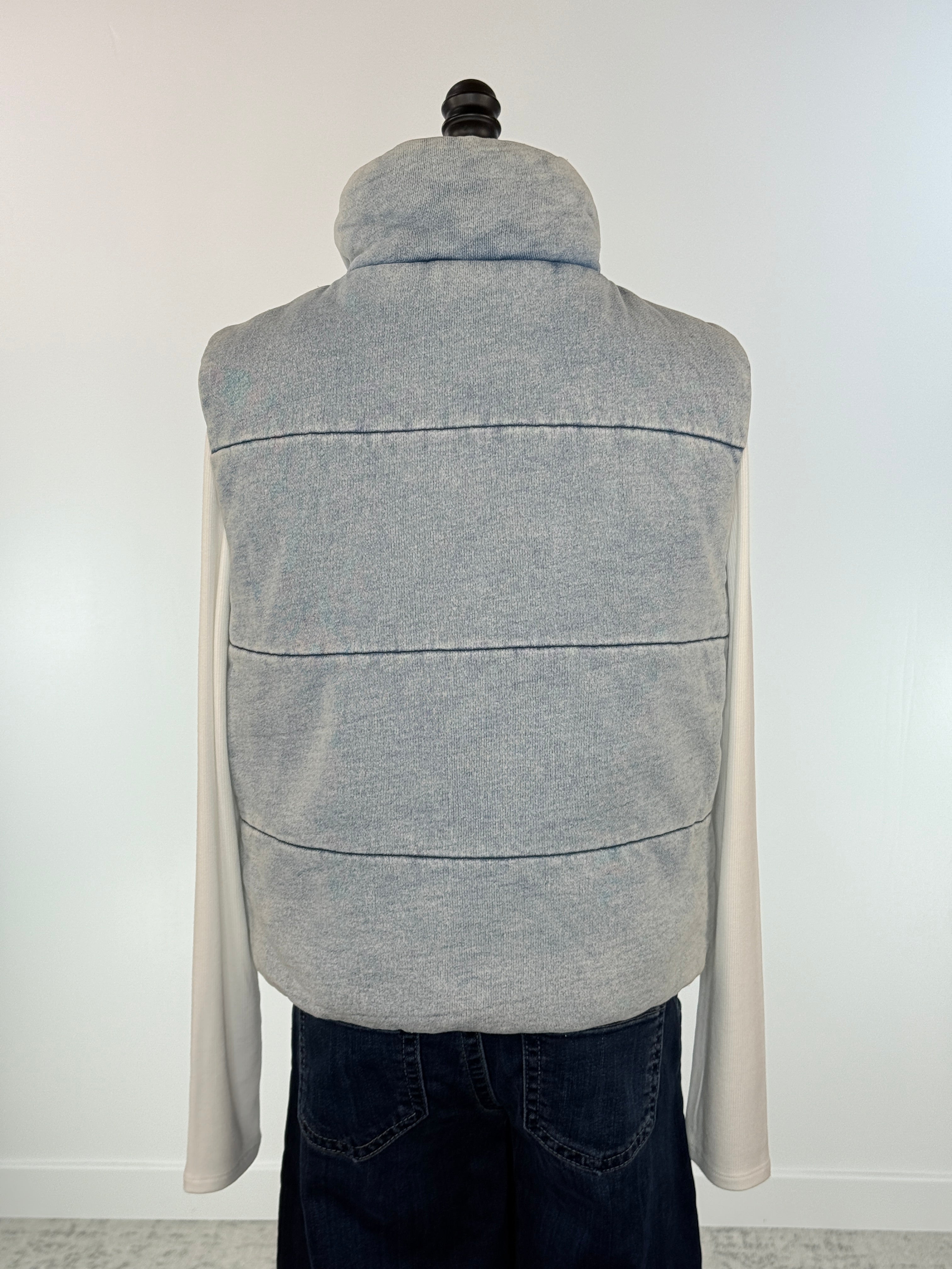 Cloudwalk Puffer Vest in Denim-141 Outerwear Coats & Jackets-Little Bird Boutique