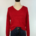 Sanctuary Teddy V Neck Sweater in Cherry Lacquer-133 - Sweaters (Holiday)-Little Bird Boutique