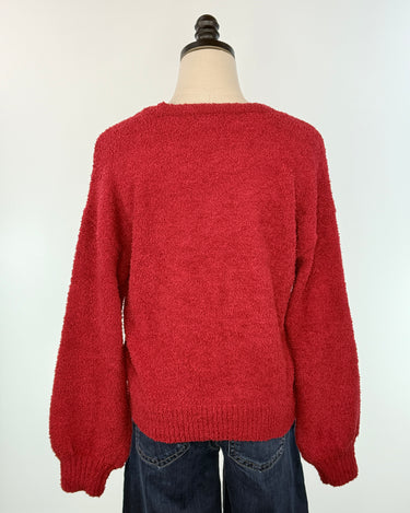 Sanctuary Teddy V Neck Sweater in Cherry Lacquer-133 - Sweaters (Holiday)-Little Bird Boutique