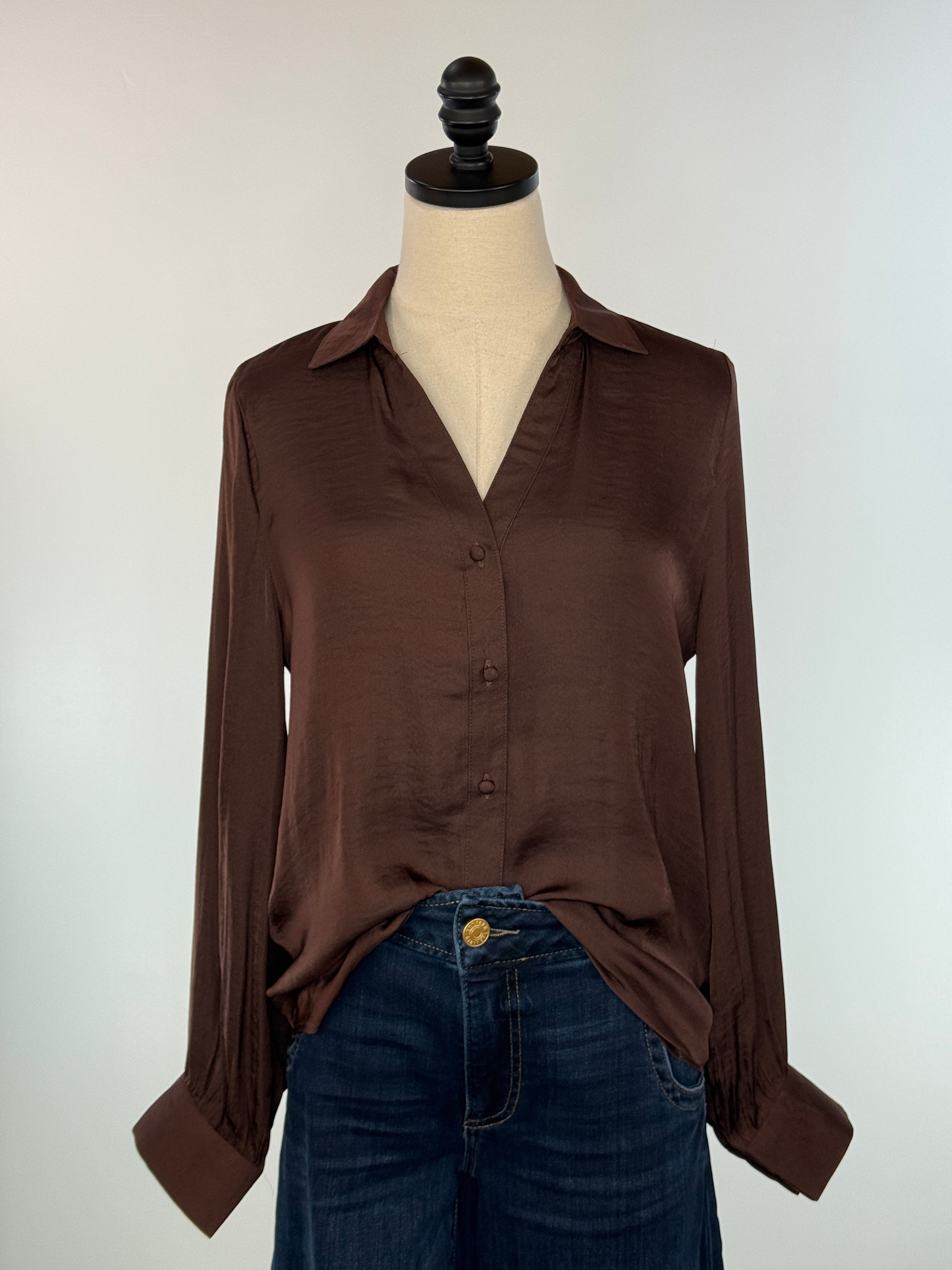 Sinclair Blouse in Chocolate-111 - Woven Top F/W (June- Nov)-Little Bird Boutique