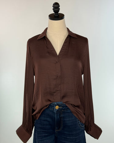 Sinclair Blouse in Chocolate-111 - Woven Top F/W (June- Nov)-Little Bird Boutique