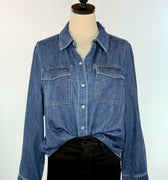 Liverpool Button Down Denim Shirt in North Shore-111 - Woven Top F/W (June- Nov)-Little Bird Boutique