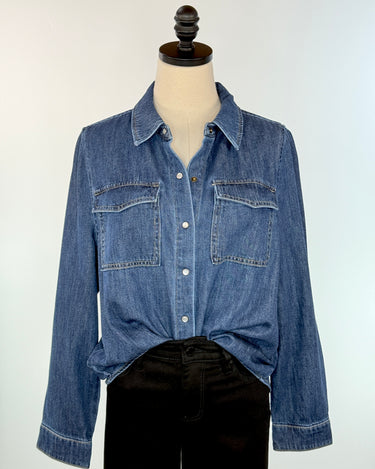 Liverpool Button Down Denim Shirt in North Shore-111 - Woven Top F/W (June- Nov)-Little Bird Boutique