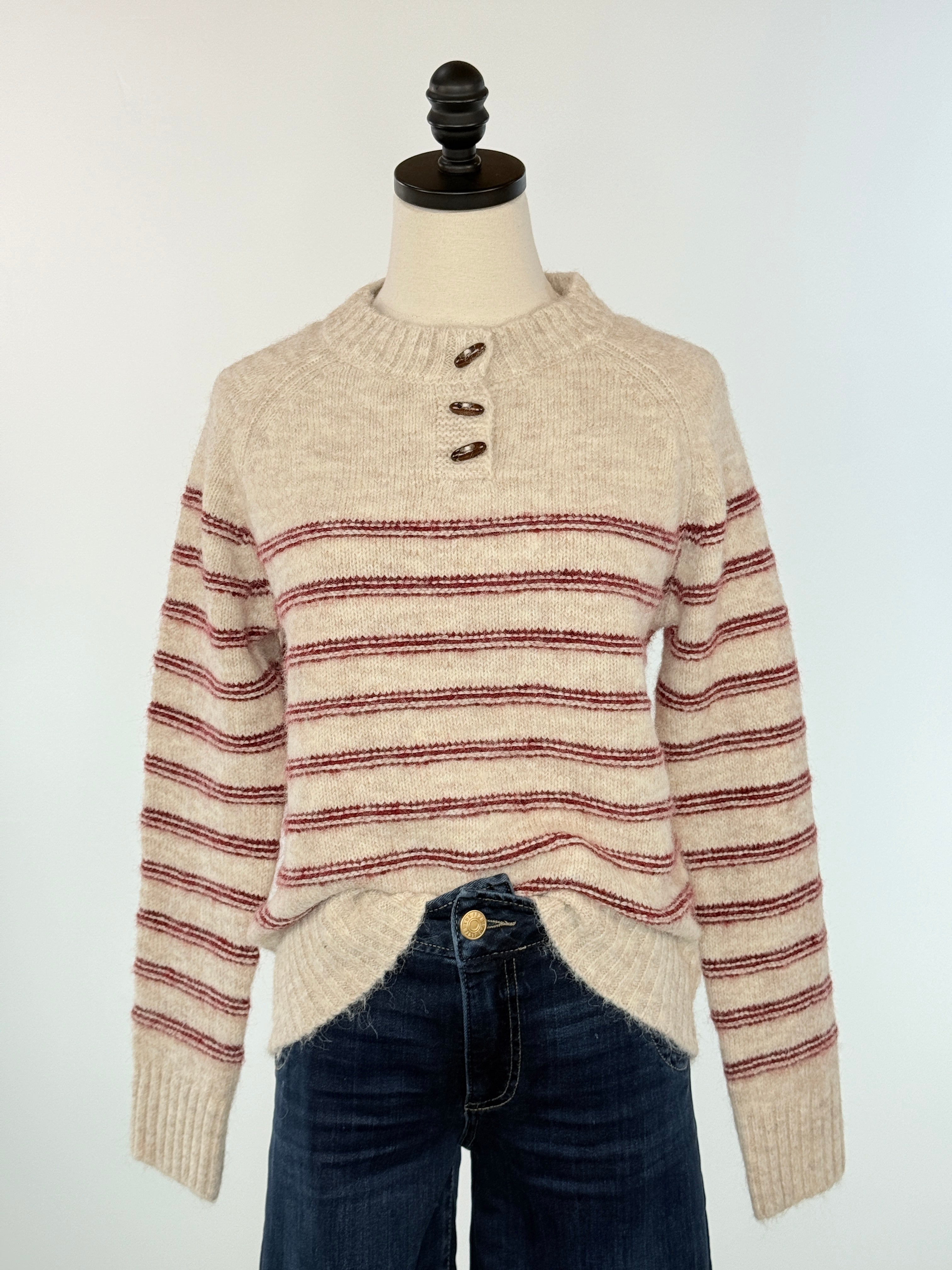 Cranberry Coast Henley Sweater-131 - Sweaters F/W (June - Nov)-Little Bird Boutique