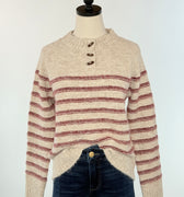 Cranberry Coast Henley Sweater-131 - Sweaters F/W (June - Nov)-Little Bird Boutique