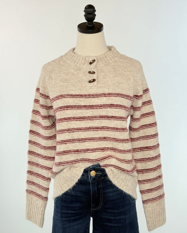 Cranberry Coast Henley Sweater-131 - Sweaters F/W (June - Nov)-Little Bird Boutique