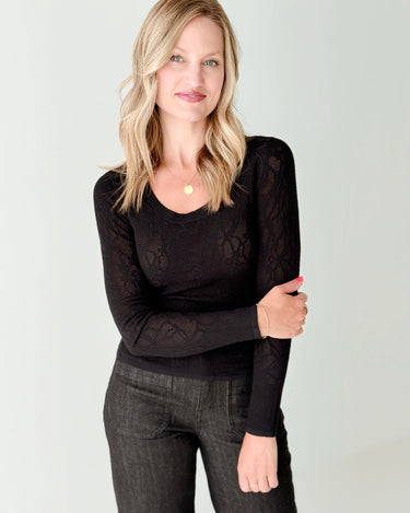 Z Supply Tibi Scoop Mesh Sweater in Black-121 - Jersey Tops F/W (June - Nov)-Little Bird Boutique