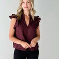 Olivia Linen Top in Berry-111 - Woven Top F/W (June- Nov)-Little Bird Boutique