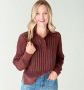 Z Supply Looking Glass Polo Sweater in Sandalwood-131 - Sweaters F/W (June - Nov)-Little Bird Boutique