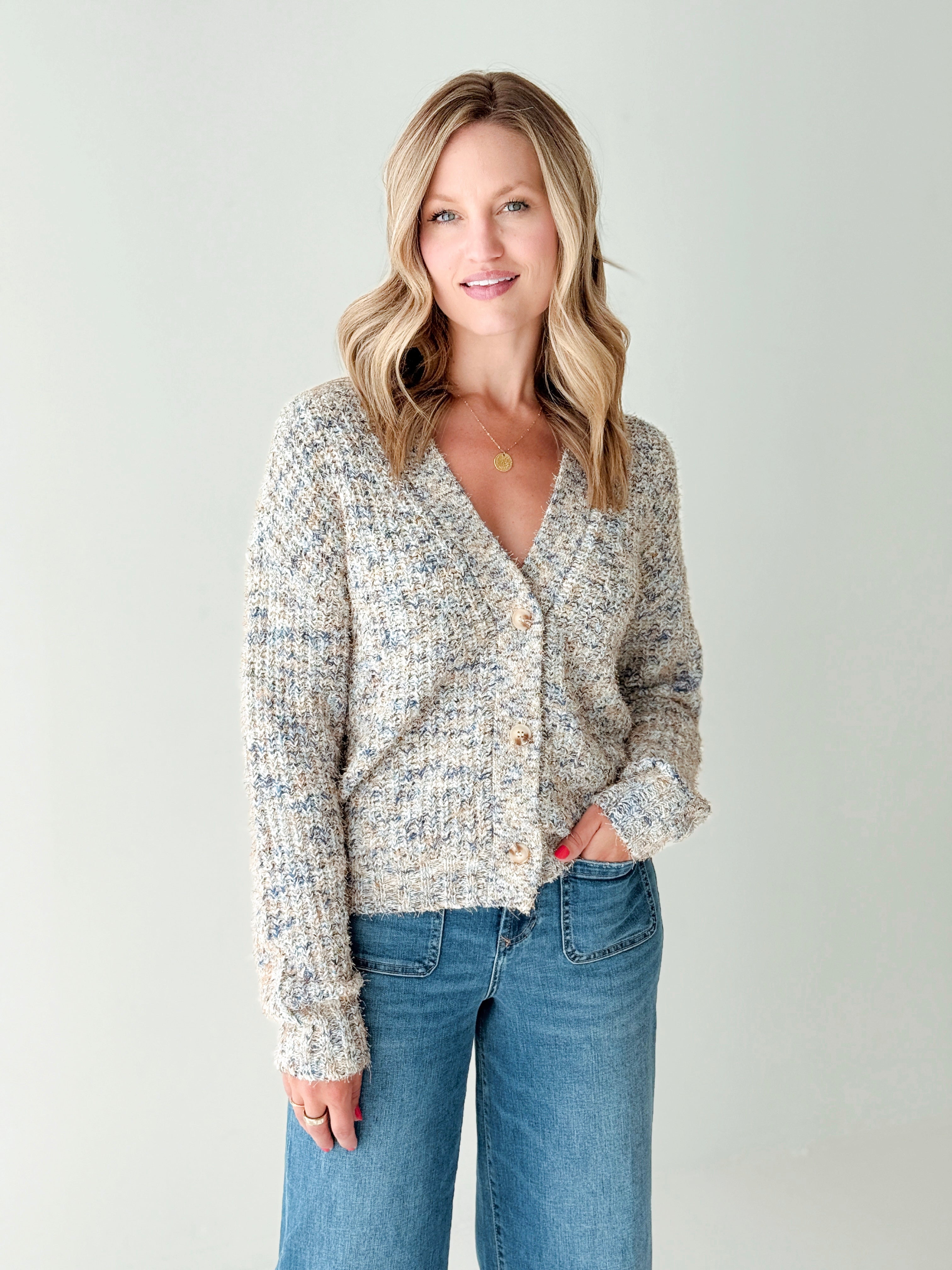 Thread and Supply Paloma Cardigan Sweater in Blue Multi-131 - Sweaters F/W (June - Nov)-Little Bird Boutique