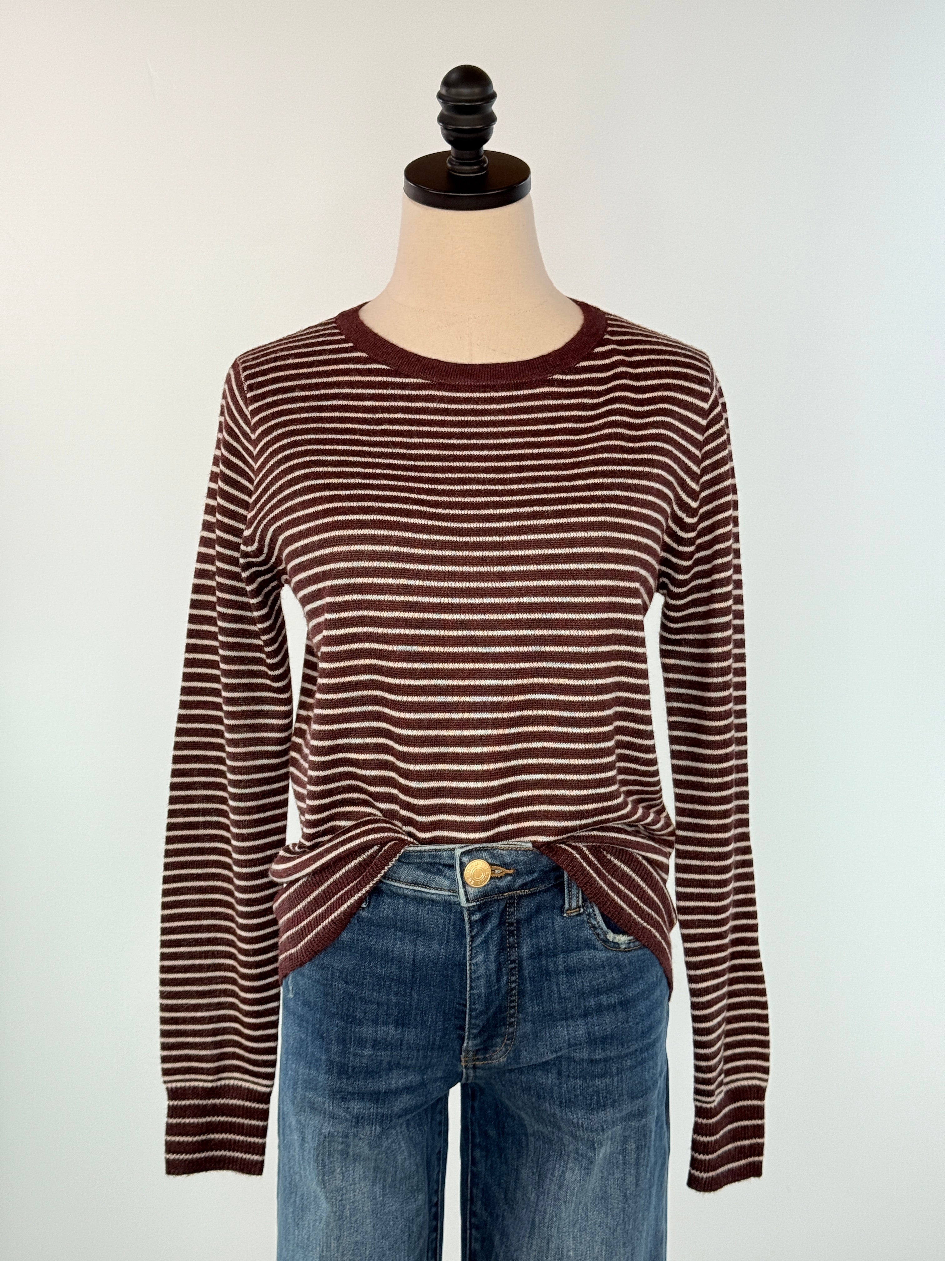 Fenwick Stripe Sweater in Dark Plum-131 - Sweaters F/W (June - Nov)-Little Bird Boutique