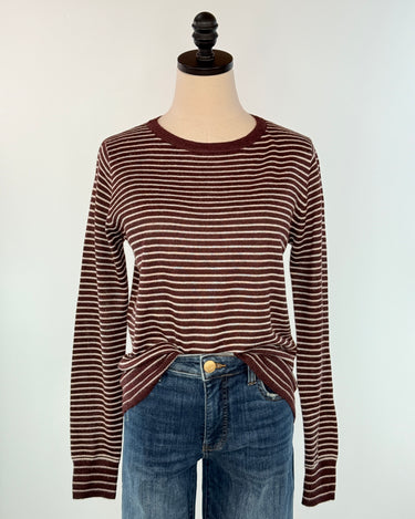 Fenwick Stripe Sweater in Dark Plum-131 - Sweaters F/W (June - Nov)-Little Bird Boutique