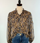 Midnight Meadow Blouse in Navy Multi-111 - Woven Top F/W (June- Nov)-Little Bird Boutique
