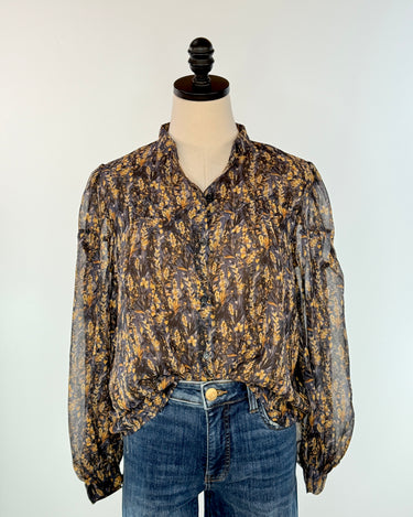 Midnight Meadow Blouse in Navy Multi-111 - Woven Top F/W (June- Nov)-Little Bird Boutique