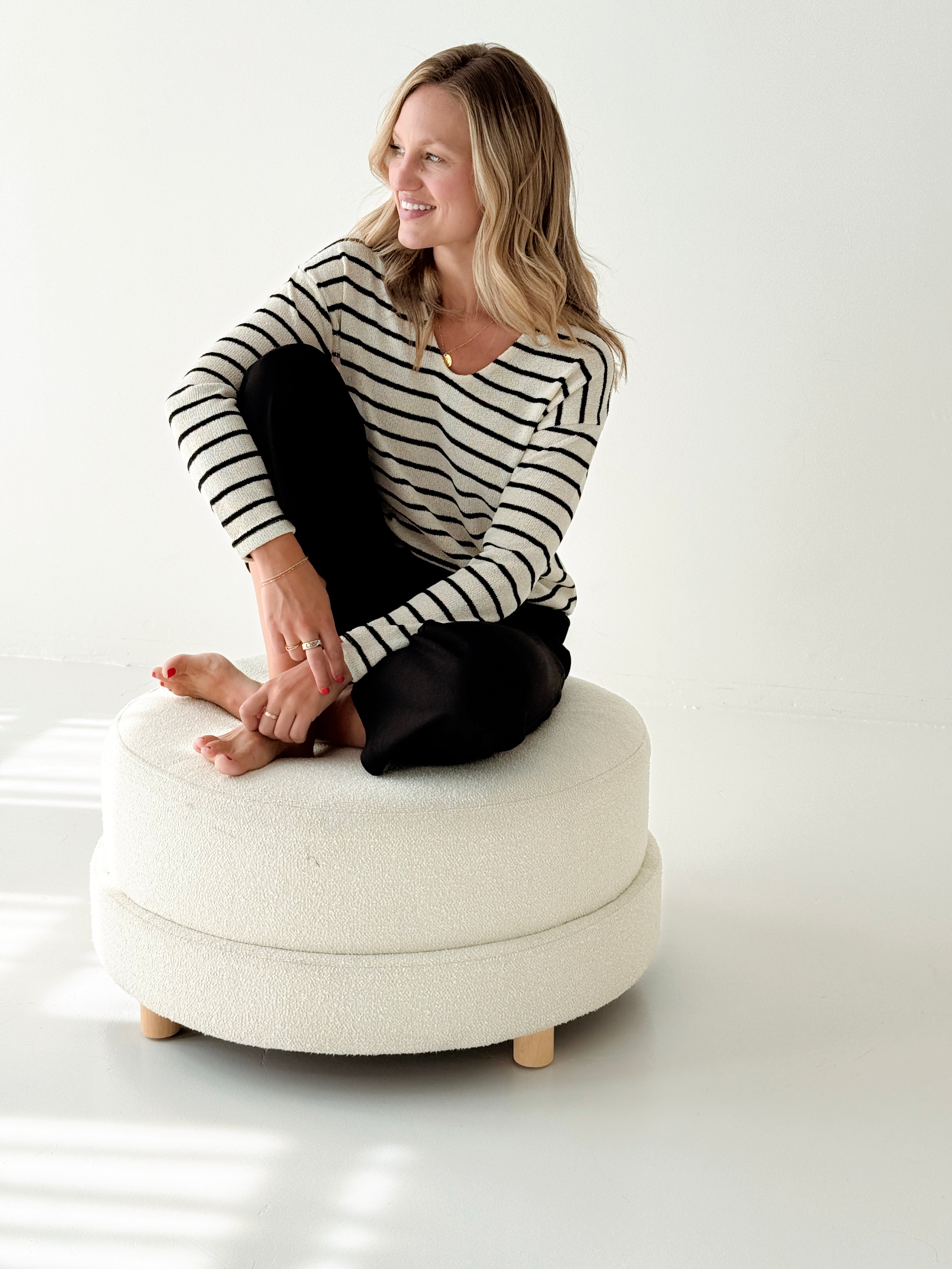 Steph Sweater in Cream and Black Stripe-122 - Jersey Tops S/S (Dec - May)-Little Bird Boutique