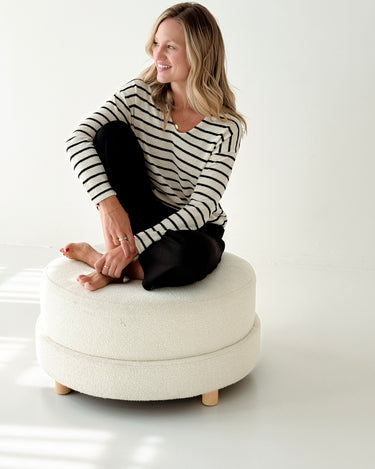 Steph Sweater in Cream and Black Stripe-122 - Jersey Tops S/S (Dec - May)-Little Bird Boutique