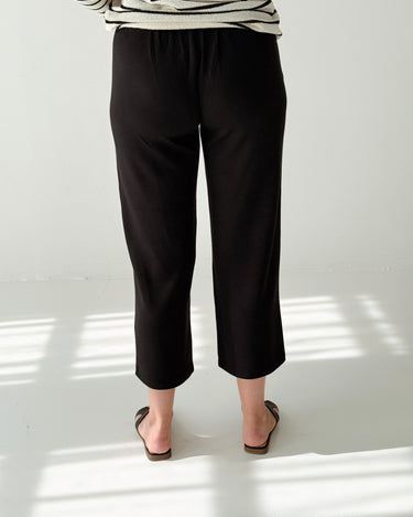 Liverpool Pull on Wide Leg Crop Trouser in Black-220 Pants-Little Bird Boutique