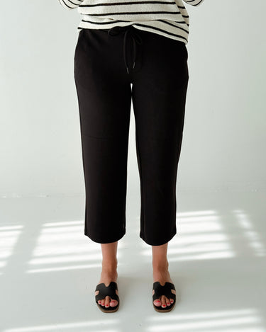 Liverpool Pull on Wide Leg Crop Trouser in Black-220 Pants-Little Bird Boutique