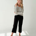 Liverpool Pull on Wide Leg Crop Trouser in Black-220 Pants-Little Bird Boutique