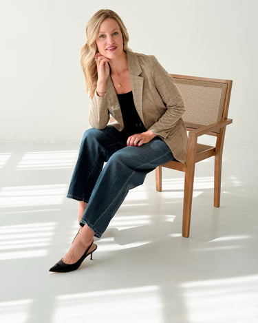 Liverpool Boyfriend Blazer in Khaki Grid Check-143 Blazers-Little Bird Boutique