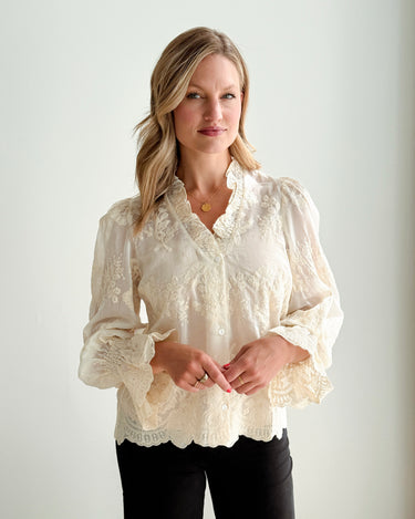 Maeve Top in Cream-111 - Woven Top F/W (June- Nov)-Little Bird Boutique