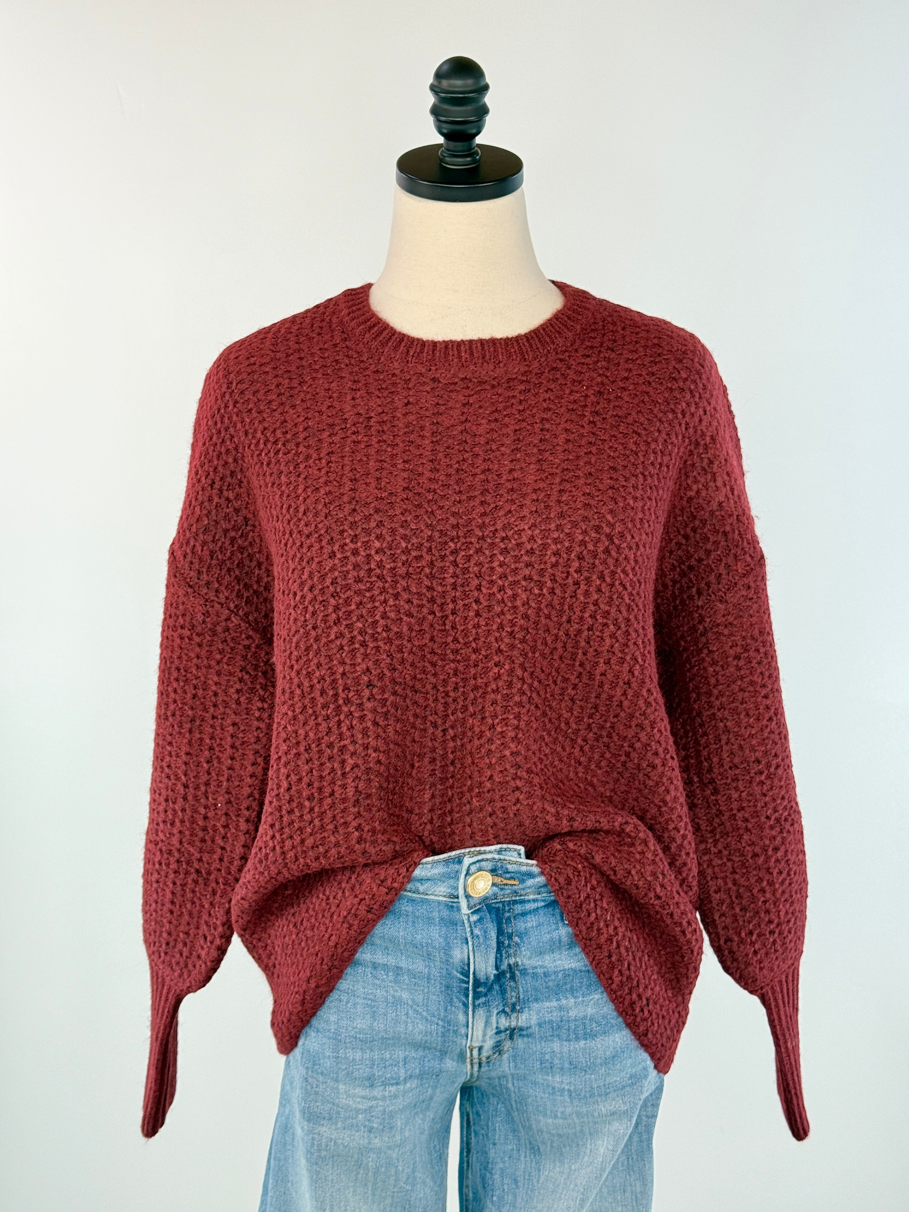 Flag and Anthem Flora Sweater in Berry-133 - Sweaters (Holiday)-Little Bird Boutique