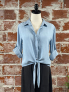 Jak & Rae Solange Top in Chambray-112 - Woven Top S/S (Dec - May)-Little Bird Boutique