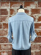 Jak & Rae Solange Top in Chambray-112 - Woven Top S/S (Dec - May)-Little Bird Boutique