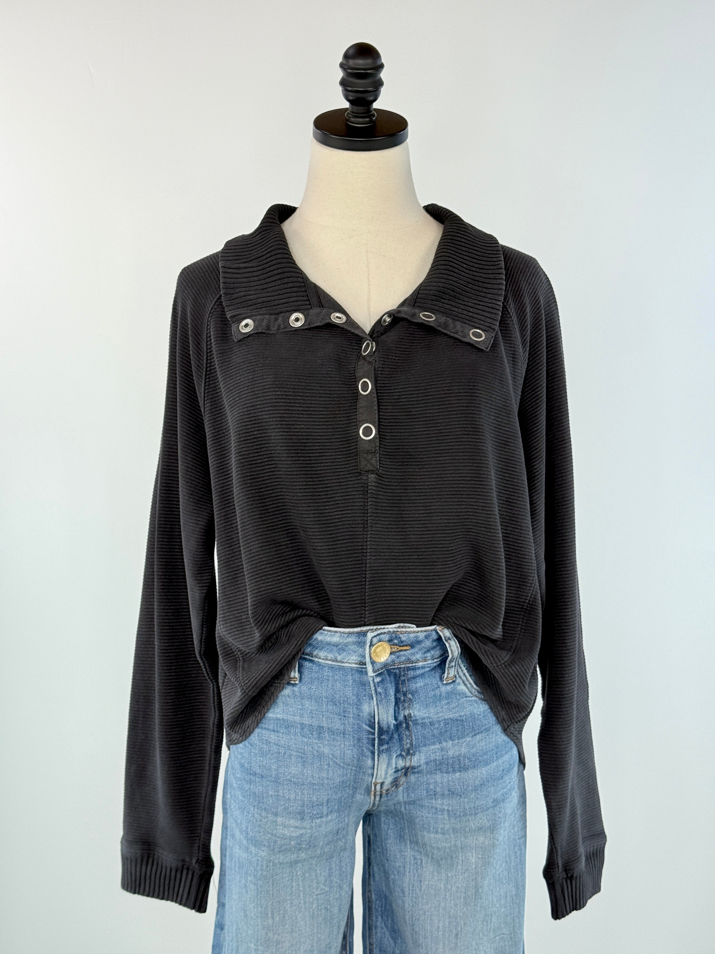 Flag and Anthem Adriana Pullover in Black-142 Sweatshirts & Hoodies-Little Bird Boutique