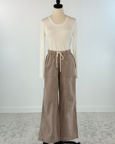 Flag and Anthem Triana Pant in Brown and White Stripe-220 Pants-Little Bird Boutique