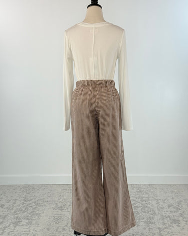 Flag and Anthem Triana Pant in Brown and White Stripe-220 Pants-Little Bird Boutique