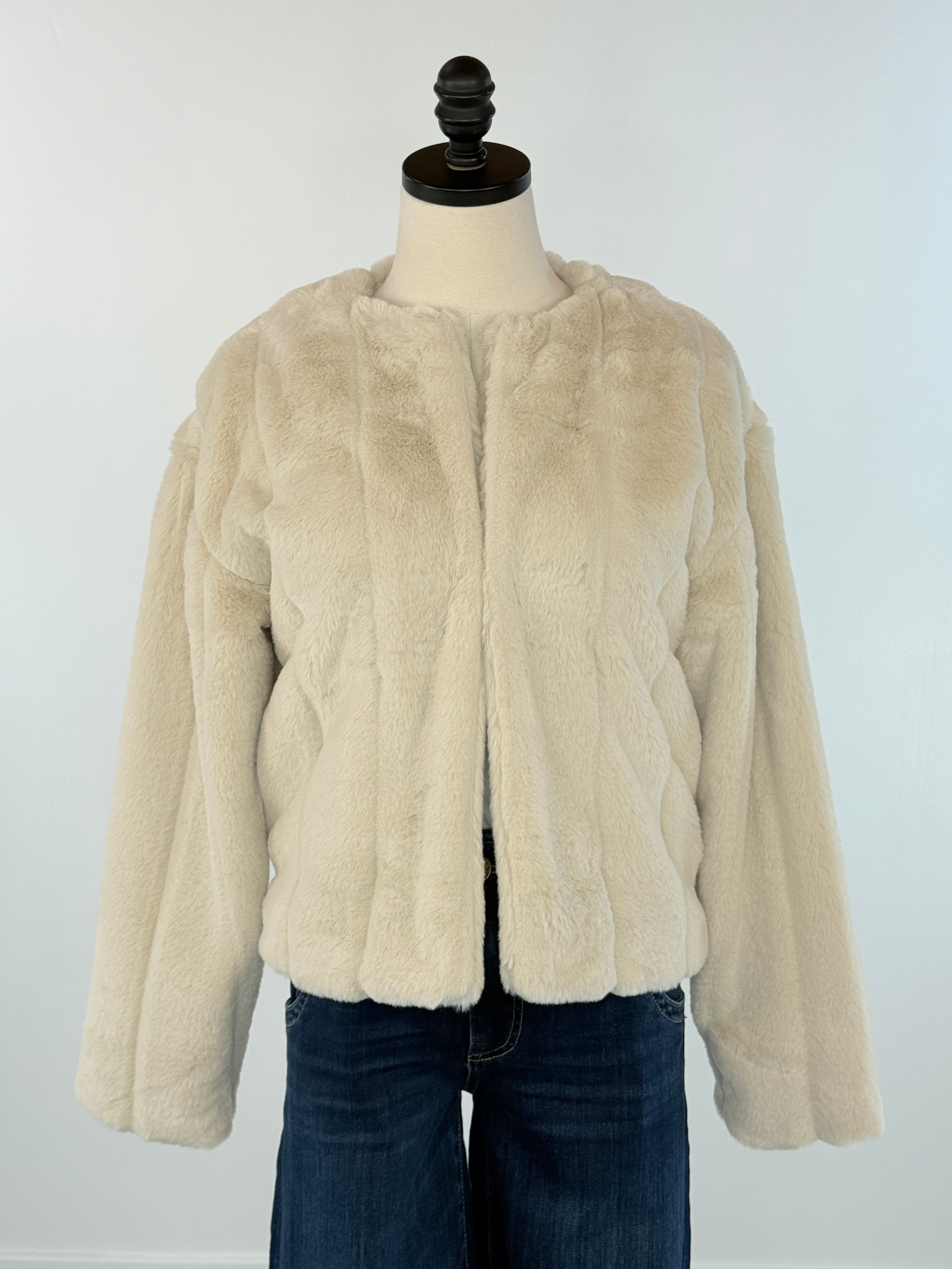 Anthem the Label Faux Fur Jacket in Pearl-141 Outerwear Coats & Jackets-Little Bird Boutique