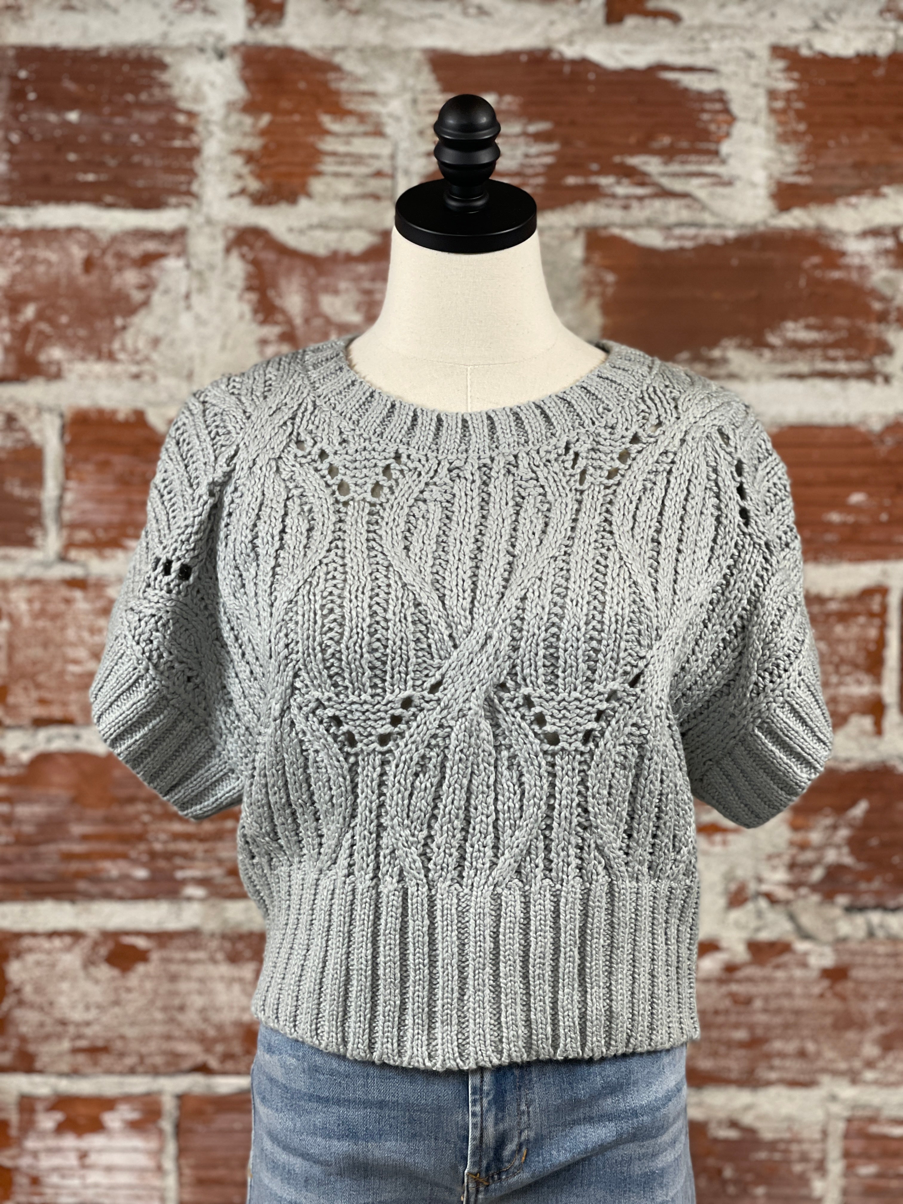 (Restock!)By Together Crochet Sweater in Sage-132 - Sweaters S/S (Jan - June)-Little Bird Boutique