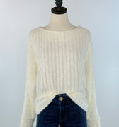 Anthem the Label Fuzzy Boatneck Sweater in Pearl-131 - Sweaters F/W (June - Nov)-Little Bird Boutique