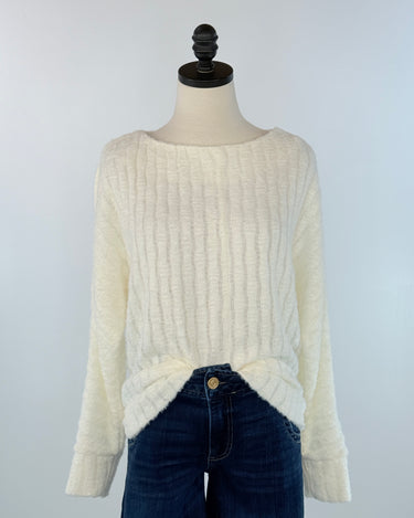 Anthem the Label Fuzzy Boatneck Sweater in Pearl-131 - Sweaters F/W (June - Nov)-Little Bird Boutique