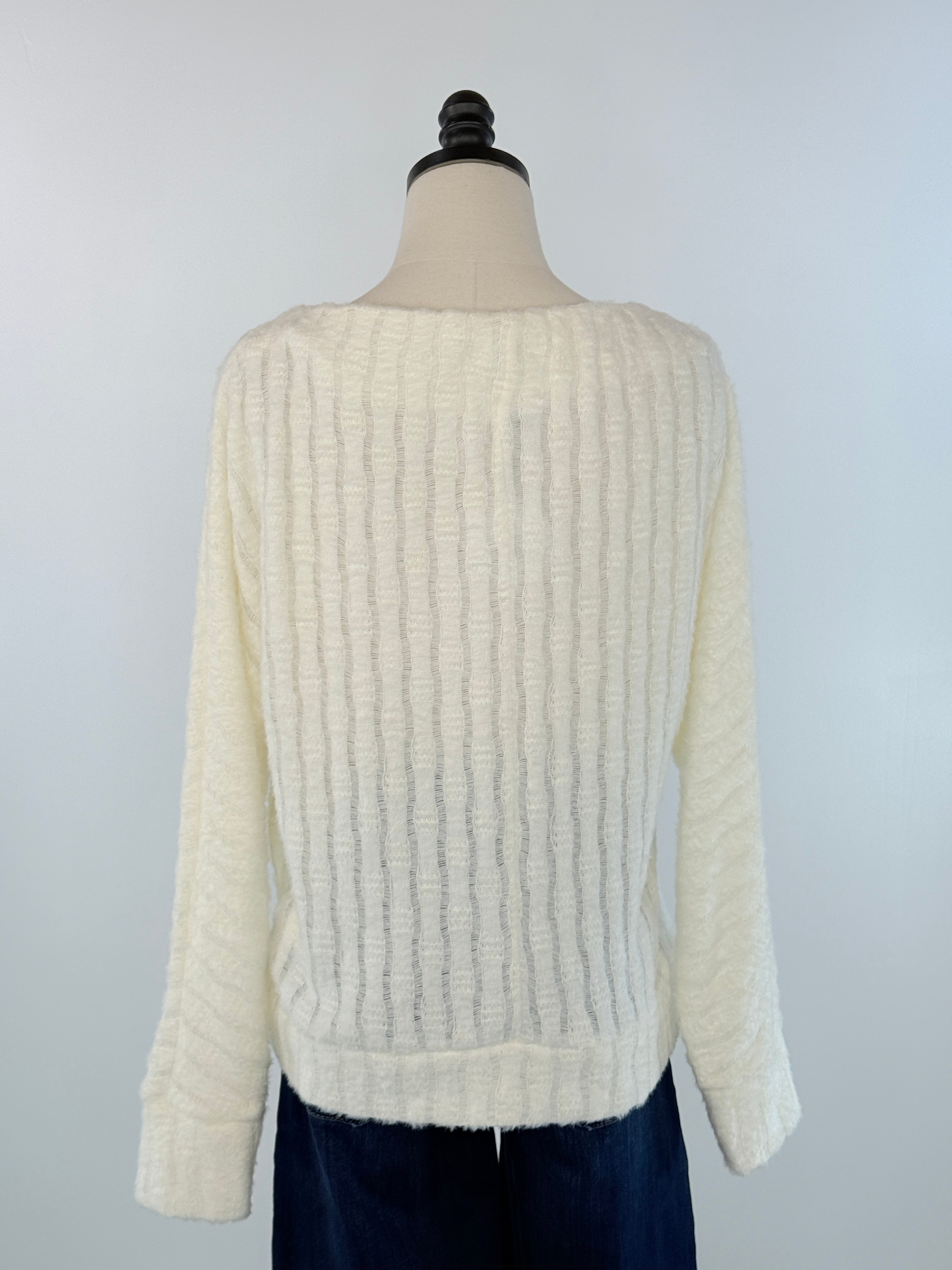 Anthem the Label Fuzzy Boatneck Sweater in Pearl-131 - Sweaters F/W (June - Nov)-Little Bird Boutique
