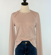 Anthem the Label Directional Insert Top in Oatmeal and Red Stripe-121 - Jersey Tops F/W (June - Nov)-Little Bird Boutique