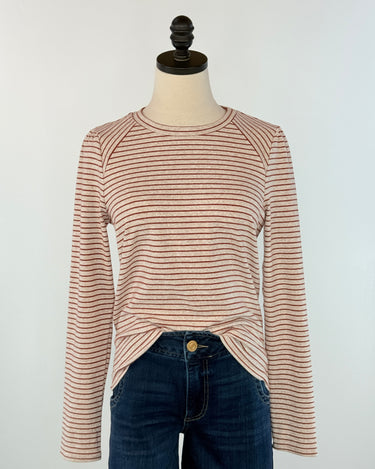 Anthem the Label Directional Insert Top in Oatmeal and Red Stripe-121 - Jersey Tops F/W (June - Nov)-Little Bird Boutique