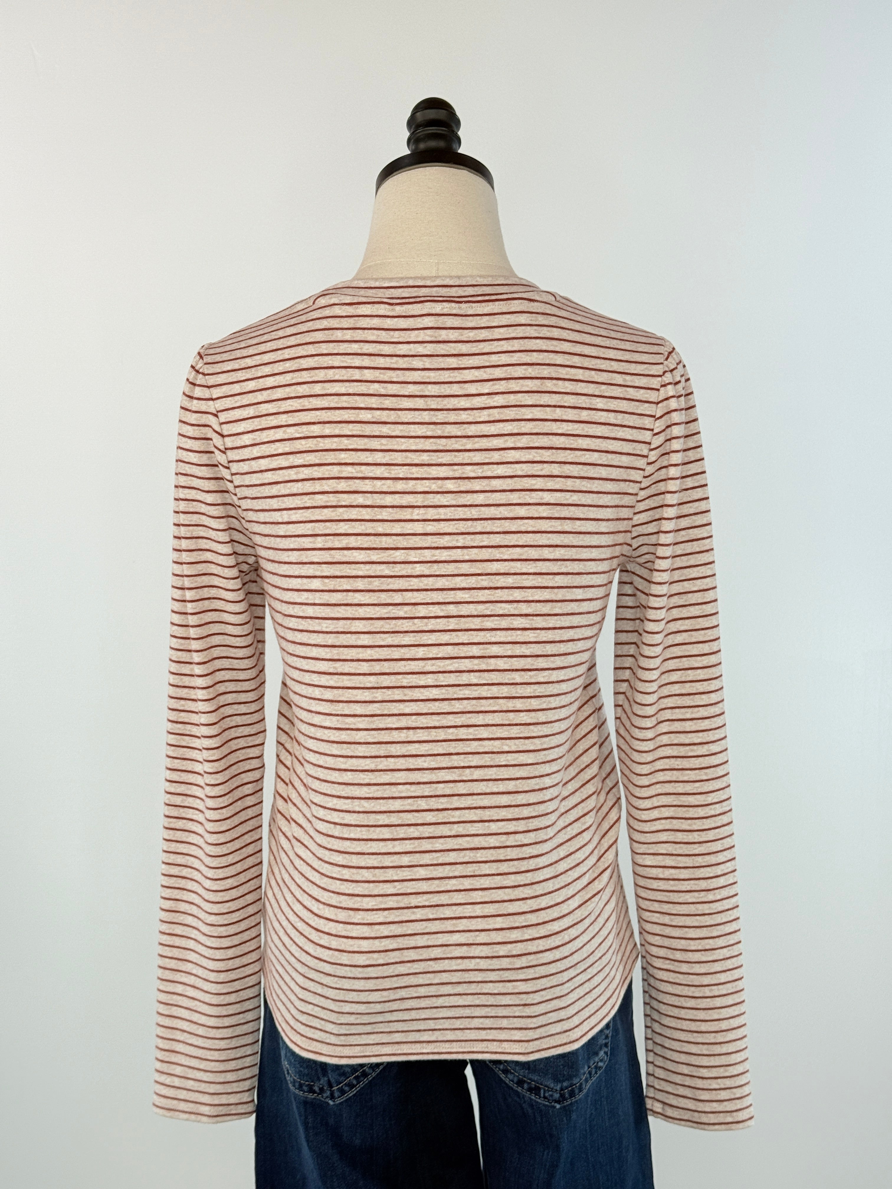 Anthem the Label Directional Insert Top in Oatmeal and Red Stripe-121 - Jersey Tops F/W (June - Nov)-Little Bird Boutique