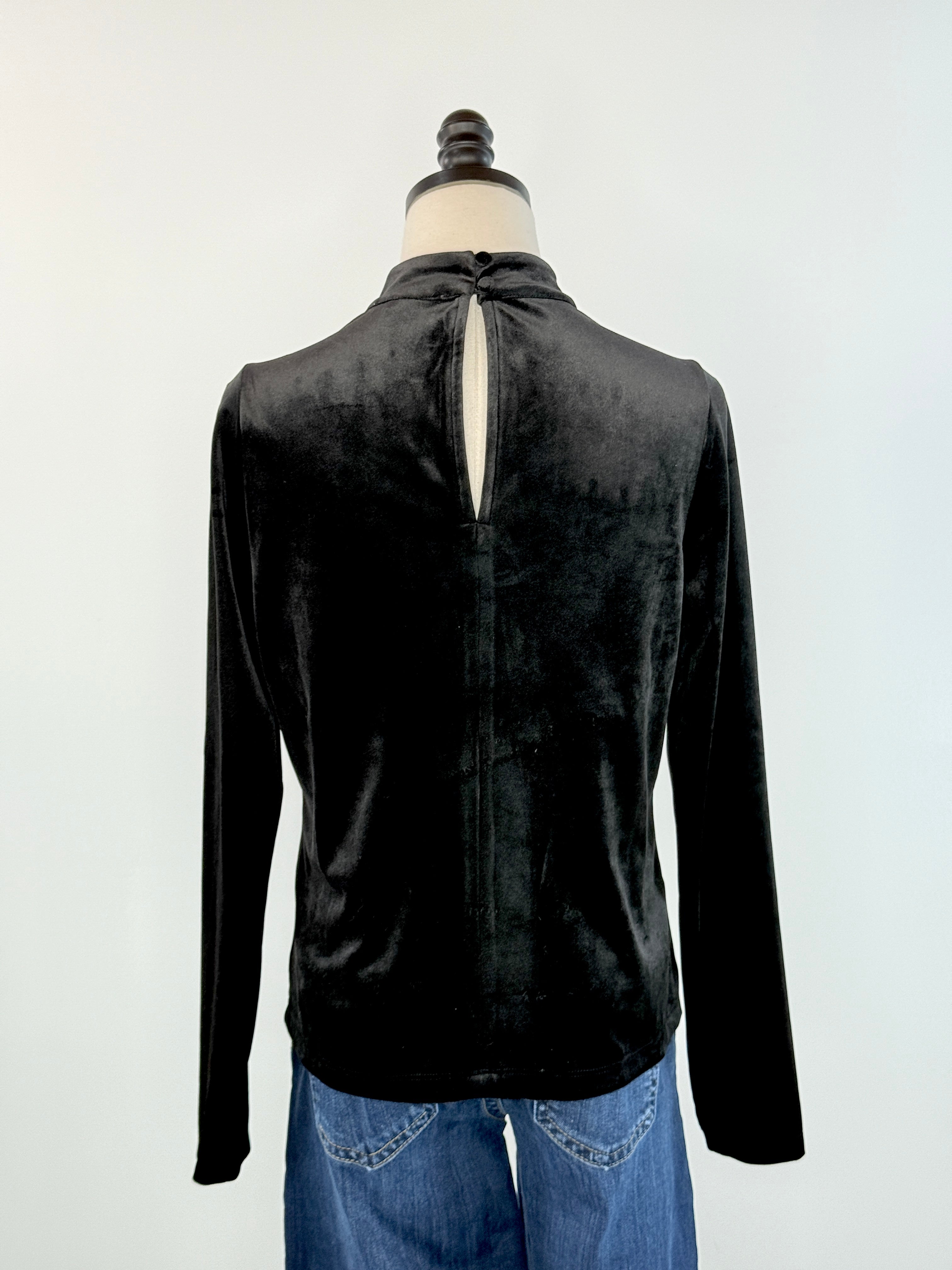Anthem the Label Keyhole Split Velvet Top in Black-111 - Woven Top F/W (June- Nov)-Little Bird Boutique