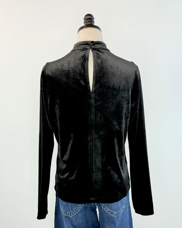 Anthem the Label Keyhole Split Velvet Top in Black-111 - Woven Top F/W (June- Nov)-Little Bird Boutique
