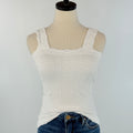 Lace Textured Square Top in White-121 - Jersey Tops F/W (June - Nov)-Little Bird Boutique