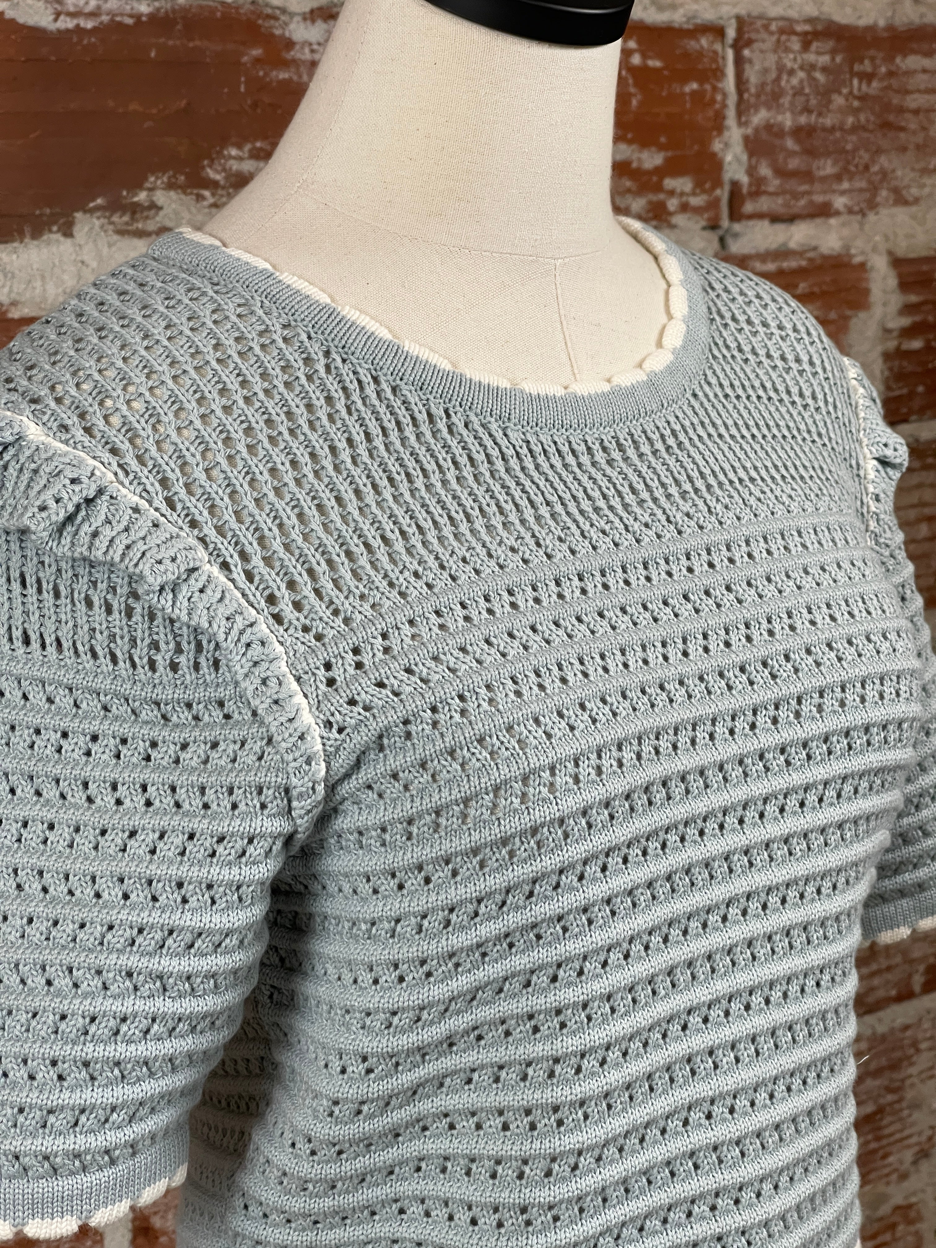 Another Love Neve Sweater in Pale Sage and Cream-132 - Sweaters S/S (Jan - June)-Little Bird Boutique