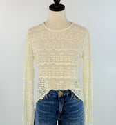 Sweet Cream Lace Top-111 - Woven Top F/W (June- Nov)-Little Bird Boutique