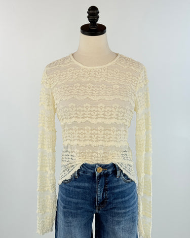Sweet Cream Lace Top-111 - Woven Top F/W (June- Nov)-Little Bird Boutique