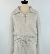 Flag and Anthem Super Soft Plush 1/4 Zip Sweatshirt in Light Grey-142 Sweatshirts & Hoodies-Little Bird Boutique